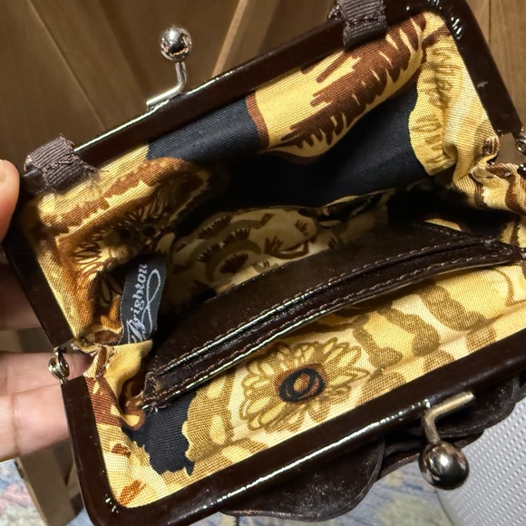 Brighton Preloved Brown Patton Floral Leather Clutch - Picture 8 of 9